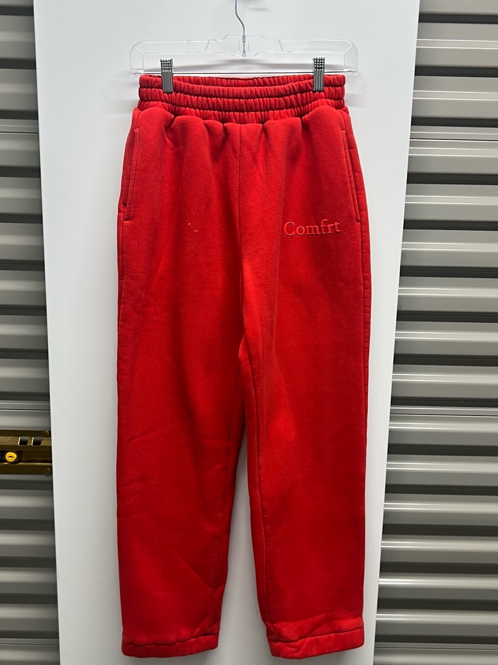 Comfrt Women's Red Fleece Jogger Pants - Cozy Track Joggers
